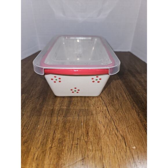 Temp-tations By Tara 12 Oz Mini Loaf Bakeware "Holiday" Stoneware. - Picture 2 of 5